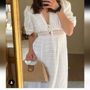 Elegant White Lace-Trimmed Dress